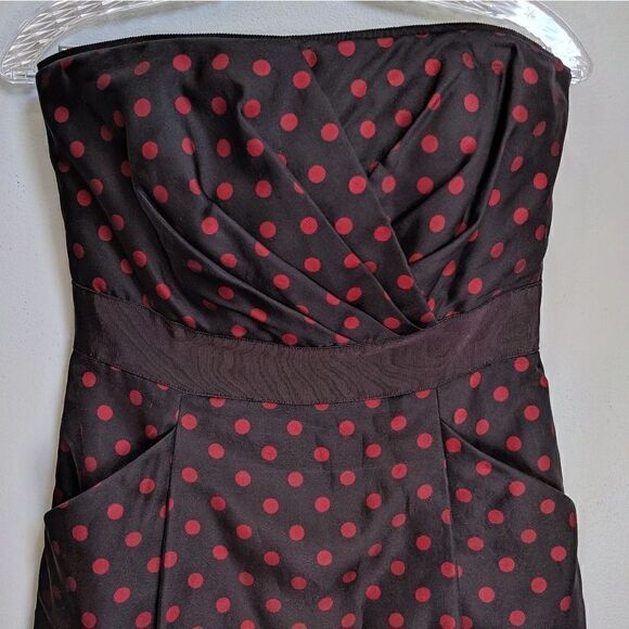 WHBM Red & Black PolkaDot Strapless Dress - Picture 2 of 8